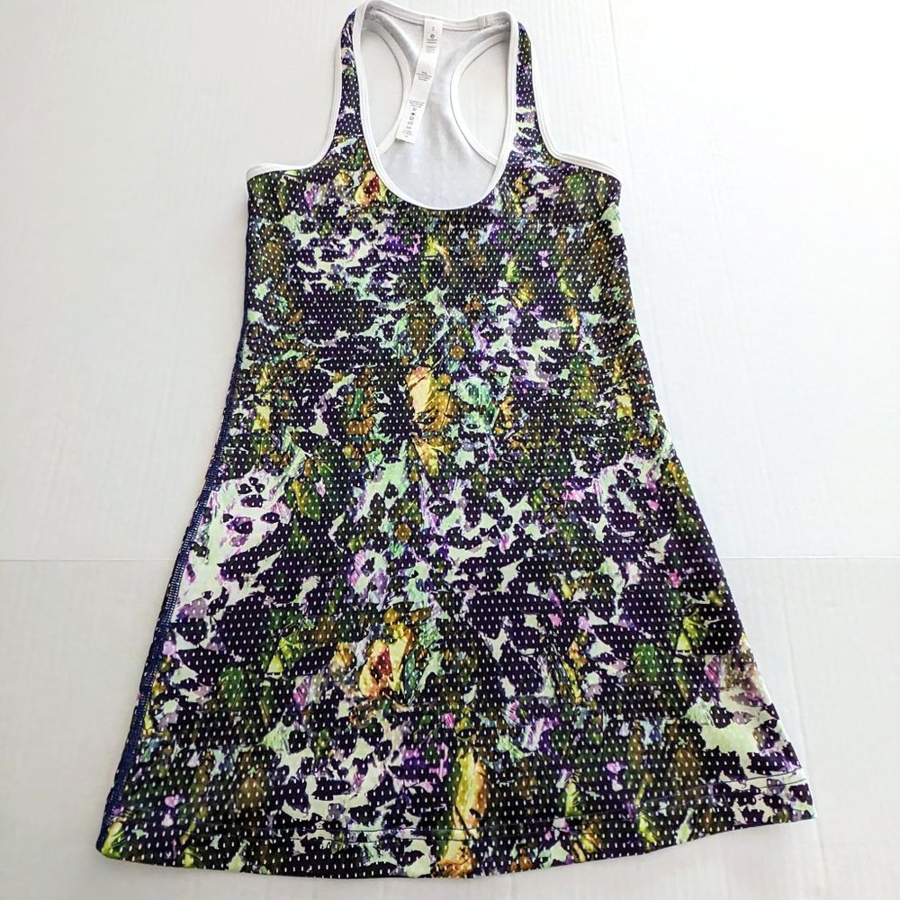 LULULEMON Women's Racerback  Long Tank Top  Size 2  Multicolor Print